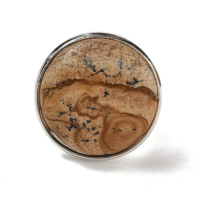 Natural & Synthetic Gemstone Round Adjustable Rings RJEW-K371-09S-1