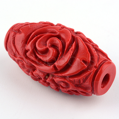 Carved Cinnabar Beads X-CARL-Q004-76B-1