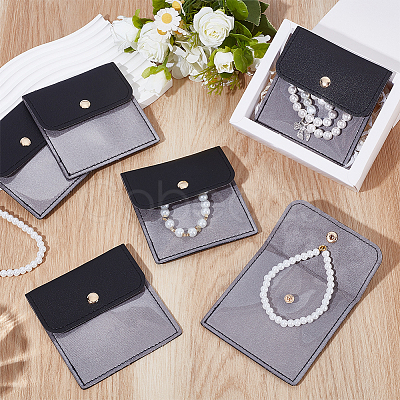 6Pcs PVC PU Leather Jewelry Envelope Pouches with Snap Button ABAG-WH0039-49B-1