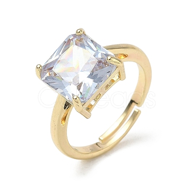 Brass & Clear Cubic Zirconia Finger Rings CU-CBA7E55-13G-1