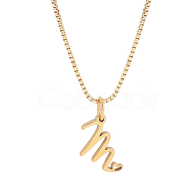1pc Brass Chain & 304 Stainless Steel Letter Pendant Necklaces NJEW-LP0001-40M-G-1