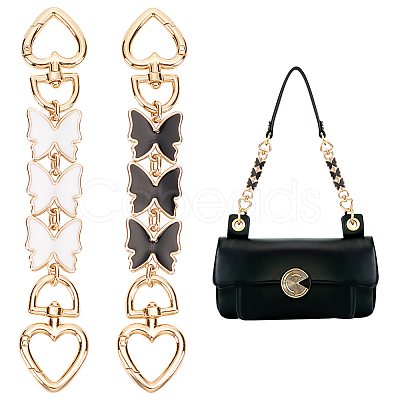2Pcs 2 Colors Butterfly Alloy Enamel Bag Strap Extender FIND-WR0007-24-1
