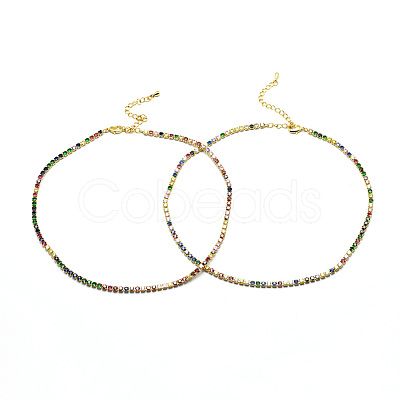 Brass Tennis Necklaces NJEW-I104-14G-1