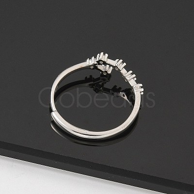 Constellations Rhodium Plated 925 Sterling Silver Micro Pave Clear Cubic Zirconia Adjustable Rings for Women RJEW-P130-01P-B-1