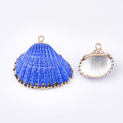 Spray Paint & Electroplate Sea Shell Pendants SSHEL-S262-08B-1