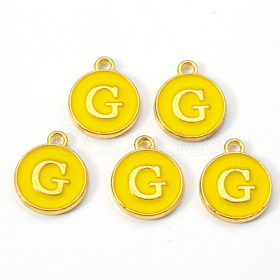 Golden Plated Alloy Enamel Charms ENAM-S118-09G-1