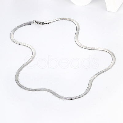 Non-Tarnish 201 Stainless Steel Herringbone Chain Necklace for Women NW8434-2-1