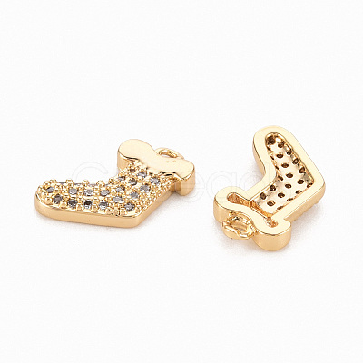 Brass Micro Pave Clear Cubic Zirconia Charms KK-N231-252-NF-1