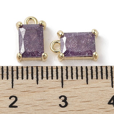 Brass Micro Pave Cubic Zirconia Charms KK-G491-31G-06-1