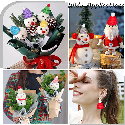Woolen Crochet Mini Hat with Pom Pom Ball AJEW-GF0009-37-1