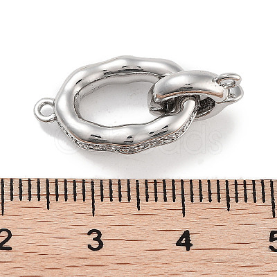 Brass Micro Pave CLear Cubic Zirconia Interlocking Clasps KK-C051-49P-1