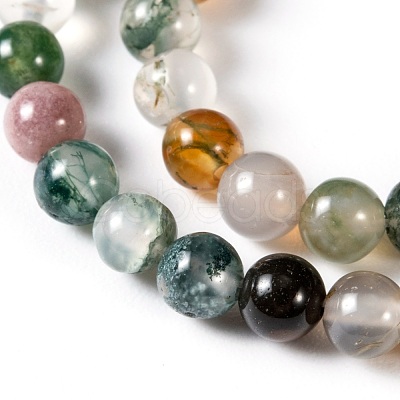 Round Natural Indian Agate Beads Strands X-G-S122-6mm-1