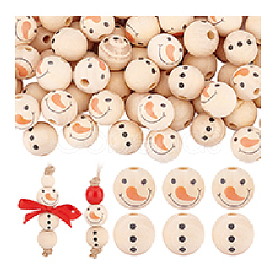 80Pcs 2 Styles Natural Wood European Beads WOOD-PH0002-72B-1