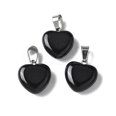 Natural Black Agate Pendants X-G-I311-A16-01-1