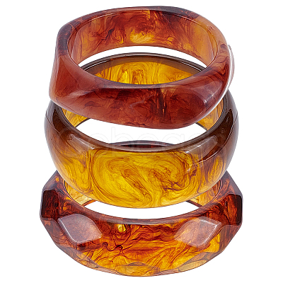 3Pcs 3 Styles Resin Bangles for Women BJEW-UN0001-99B-1