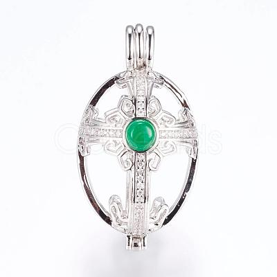 Brass Micro Pave Cubic Zirconia Locket Pendants ZIRC-G116-01C-1