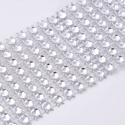 8 Rows Plastic Diamond Mesh Wrap Roll LS-OCOR-WH0048-01B-4cm-1