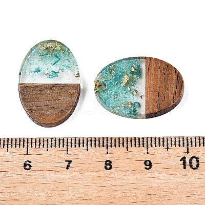 Transparent Resin and Walnut Wood Pendants RESI-T057-04I-1