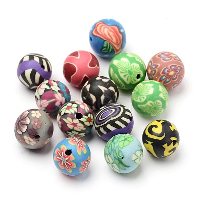 Handmade Polymer Clay Beads X-FM12mmY-1
