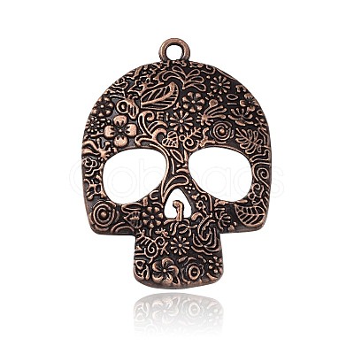 Day of the Dead Ornaments Tibetan Style Alloy Big Pendants TIBEP-M001-13R-NF-1