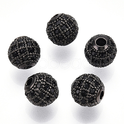 Rack Plating Brass Cubic Zirconia Beads ZIRC-S001-8mm-B04-1