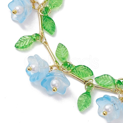 Flower Glass & Acrylic Charm Bracelets BJEW-JB10443-1