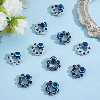 10Pcs 2 Colors Evil Eye Resin Stethoscope Pendant Decorations HJEW-ME00155-1