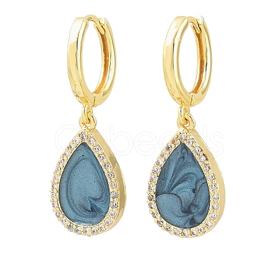 Brass Micro Pave Cubic Zirconia Hoop Dangle Earrings KK-CBA8324-11G-1