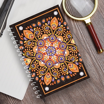 DIY Mandala Theme Spiral Notebook Diamond Painting Kits DIAM-PW0004-109-1