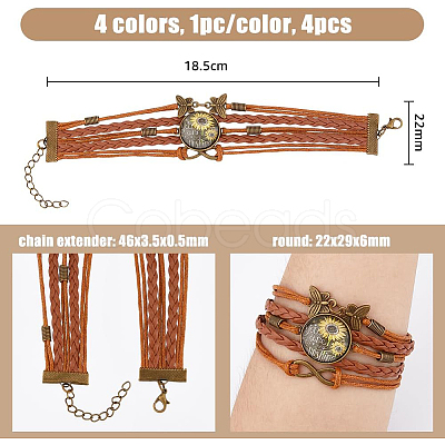 4Pcs 4 Colors PU Leather Cord Multi-strand Bracelets Set BJEW-FI0001-06-1