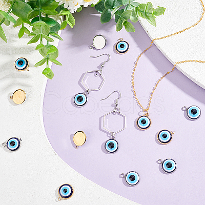 ARRICRAFT 32Pcs 2 Colors Opaque Resin Evil Eye Pendants RESI-AR0001-21-1