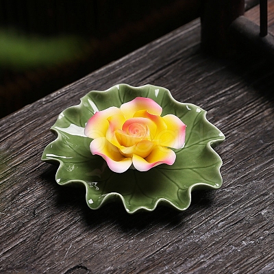 Lotus Leaf & Lotus Flower Porcelain Incense Burners PW-WG78E79-01-1