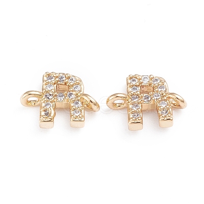 Brass Micro Pave Cubic Zirconia Letter Links X-ZIRC-I042-16G-R-1