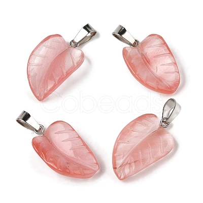 Cherry Quartz Glass Pendants G-B127-01P-07-1