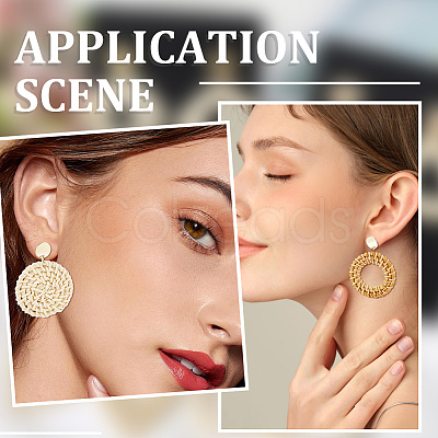 4 Pairs 4 Styles Rattan Dangle Stud Earrings EJEW-SP0001-16D-1