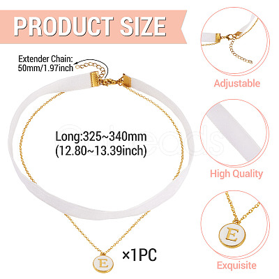 Alloy Enamel Letter Pendant Single Face White Velvet Ribbon & Brass Chain Double Layered Choker Necklaces NJEW-TAC0034-1
