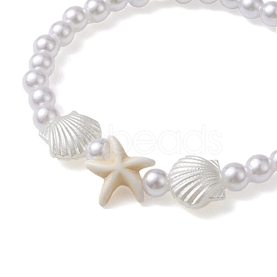 ABS Plastic Imitation Pearl Beaded Stretch Bracelet BJEW-JB10104-03-1