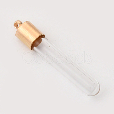 Glass Bottle Pendants X-GLAA-R203-01G-1