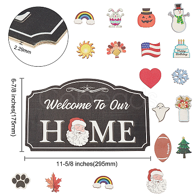 Natural Wood Hanging Wall Decorations for Front Door Home Decoration HJEW-WH0017-08-1