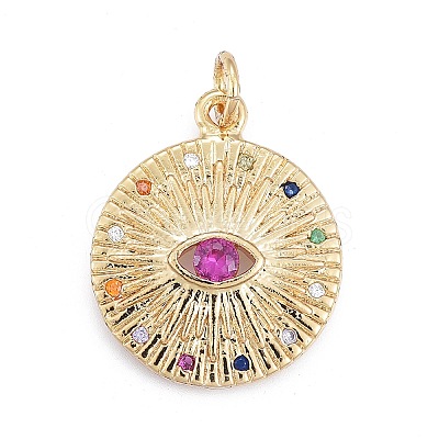 Brass Micro Pave Cubic Zirconia Pendants X-KK-O126-04G-02-1