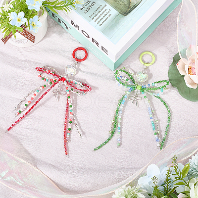 2Pcs 2 Styles Alloy with Glass Seed Bead Pendant Decorations KEYC-SP0001-21C-1