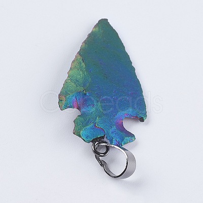 Electroplate Natural Indian Agate Pendants G-L479-23-1