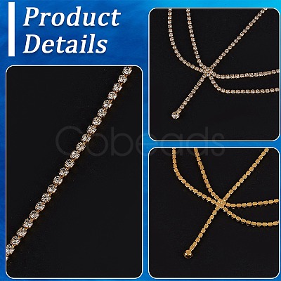 Brass Rhinestone Bridal Headbands for Women OHAR-WH20014-003G-1