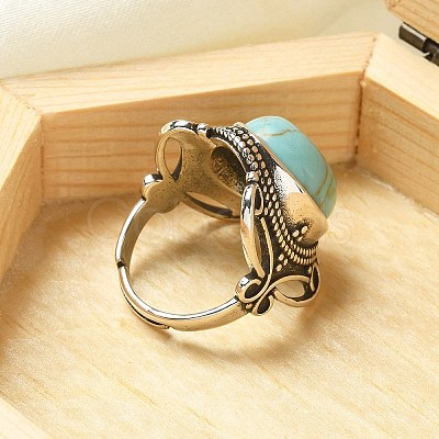 Synthetic Turquoise Adjustable Rings RJEW-I108-02AS-10-1