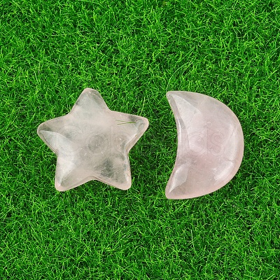 Natural Rose Quartz Healing Moon & Star Ornaments PW-WG13036-01-1