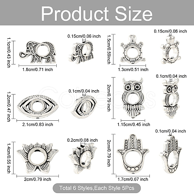 30Pcs 6 Styles Alloy Spacer Beads FIND-YW0007-82-1