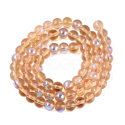 Transparent Electroplate Glass Beads Strands EGLA-Q132-6MM-01A-03-1