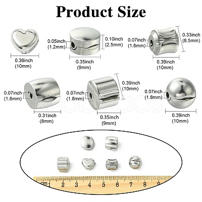 12Pcs 6 Styles 304 Stainless Steel European Style Clasps STAS-CJ0002-77-1