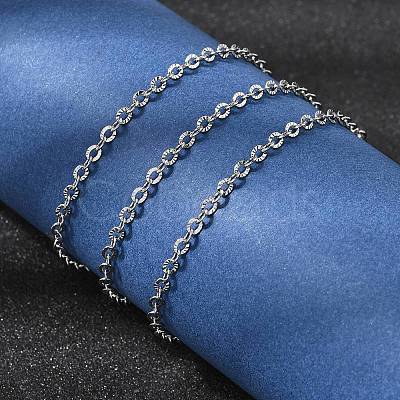 12Pcs 2.4MM 304 Stainless Steel Textured Cable Chain Necklaces for Men Women NJEW-H093-18P-04-1