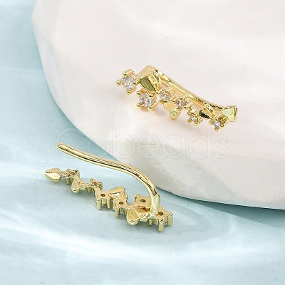 Brass Micro Pave Cubic Zirconia Stud Crawler Earrings KK-CBAA351-03G-1
